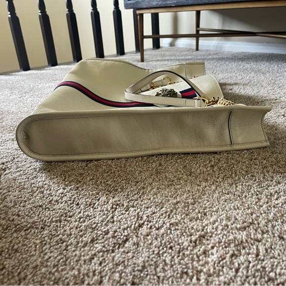 Authentic Gucci Rajah Large White Leather Tote Shoulder Bag Sherry Tiger 537219 - Picture 8 of 16